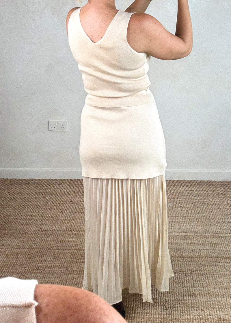 Delia pleated skirt co-ord - cream-The Style Attic