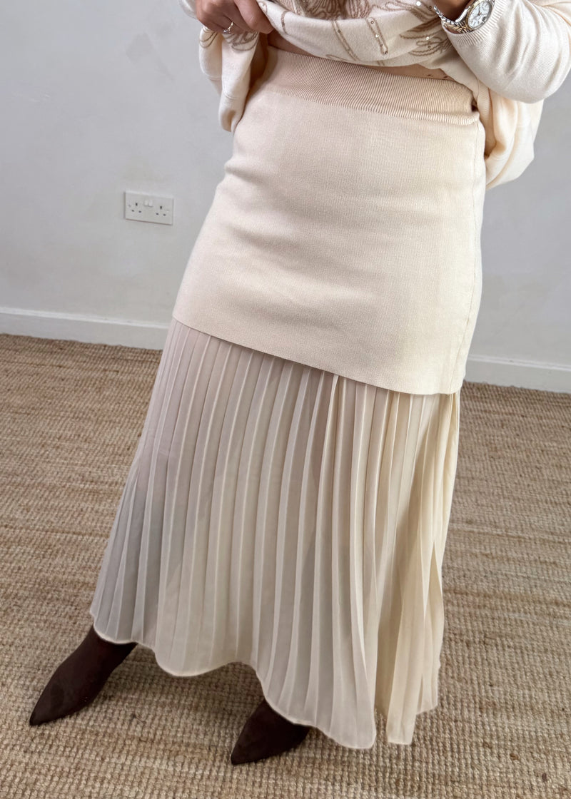 Delia pleated skirt - cream-The Style Attic