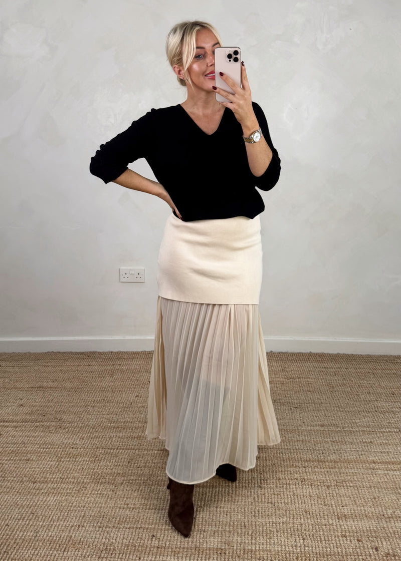 Delia pleated skirt - cream-The Style Attic
