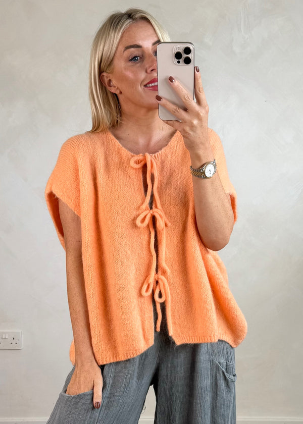 Della tie front knit - orange-The Style Attic