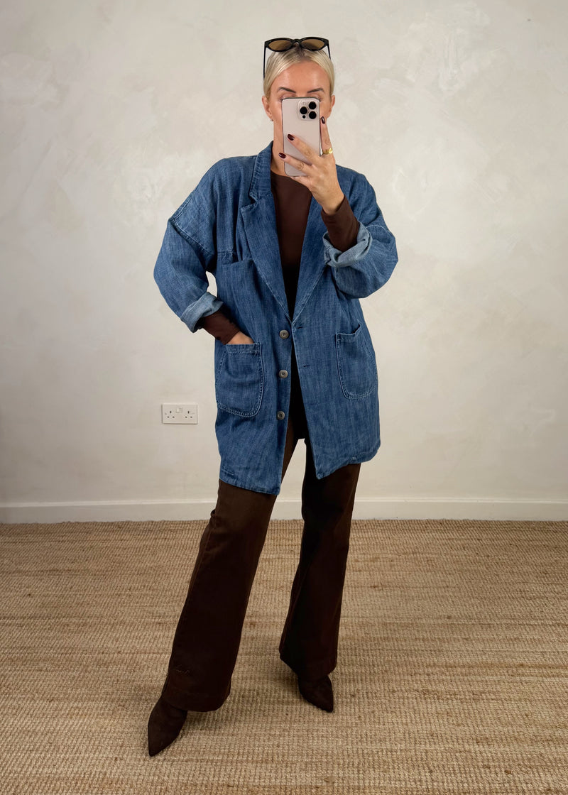 Denim blazer-The Style Attic