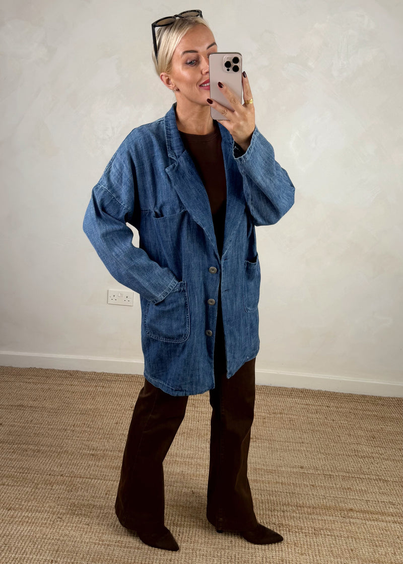 Denim blazer-The Style Attic