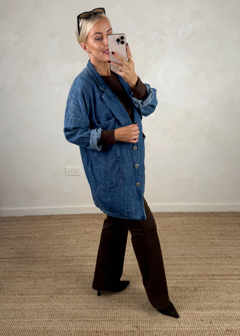 Denim blazer-The Style Attic