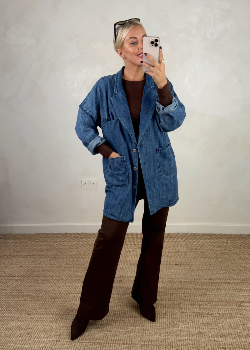 Denim blazer-The Style Attic