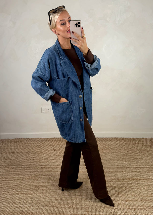 Denim blazer-The Style Attic