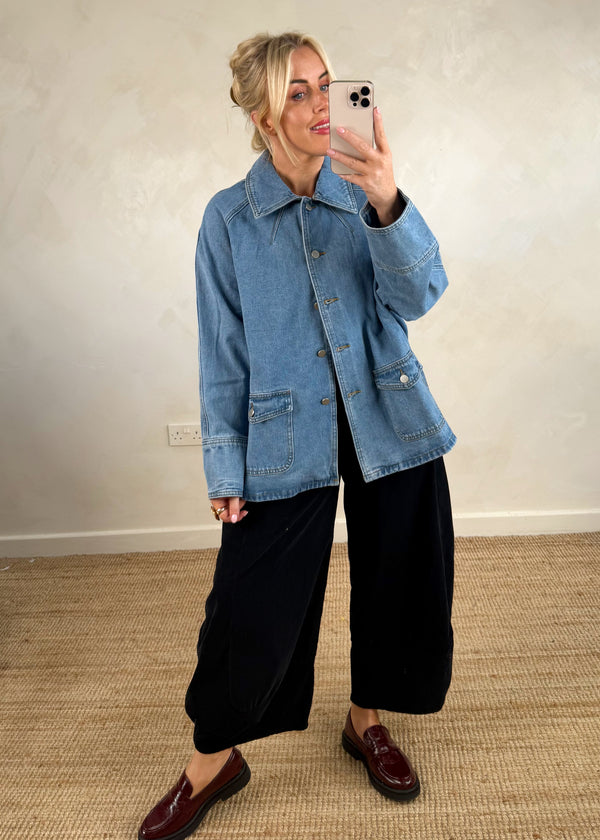 Denim worker jacket-The Style Attic