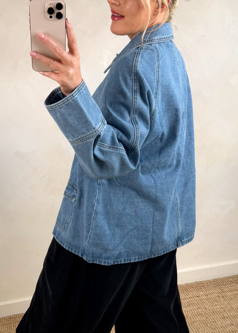Denim worker jacket-The Style Attic