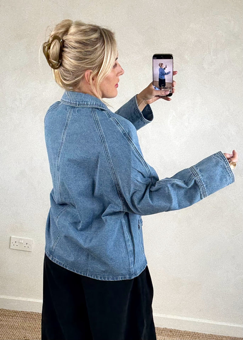 Denim worker jacket-The Style Attic