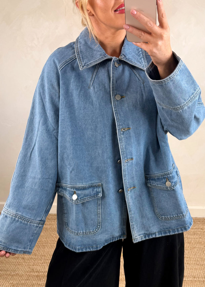 Denim worker jacket-The Style Attic