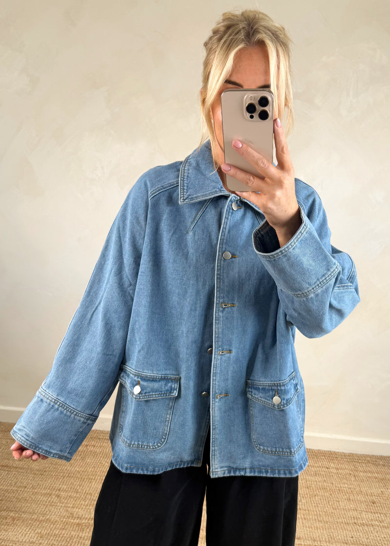 Denim worker jacket-The Style Attic