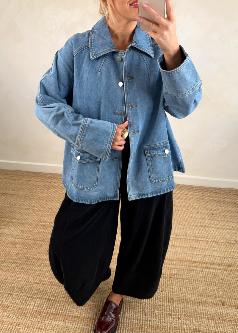 Denim worker jacket-The Style Attic