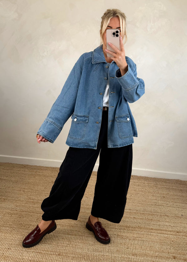 Denim worker jacket-The Style Attic