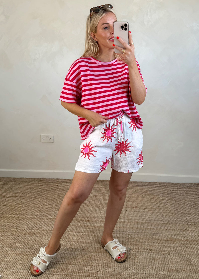 Destiny cheesecloth shorts - white-The Style Attic
