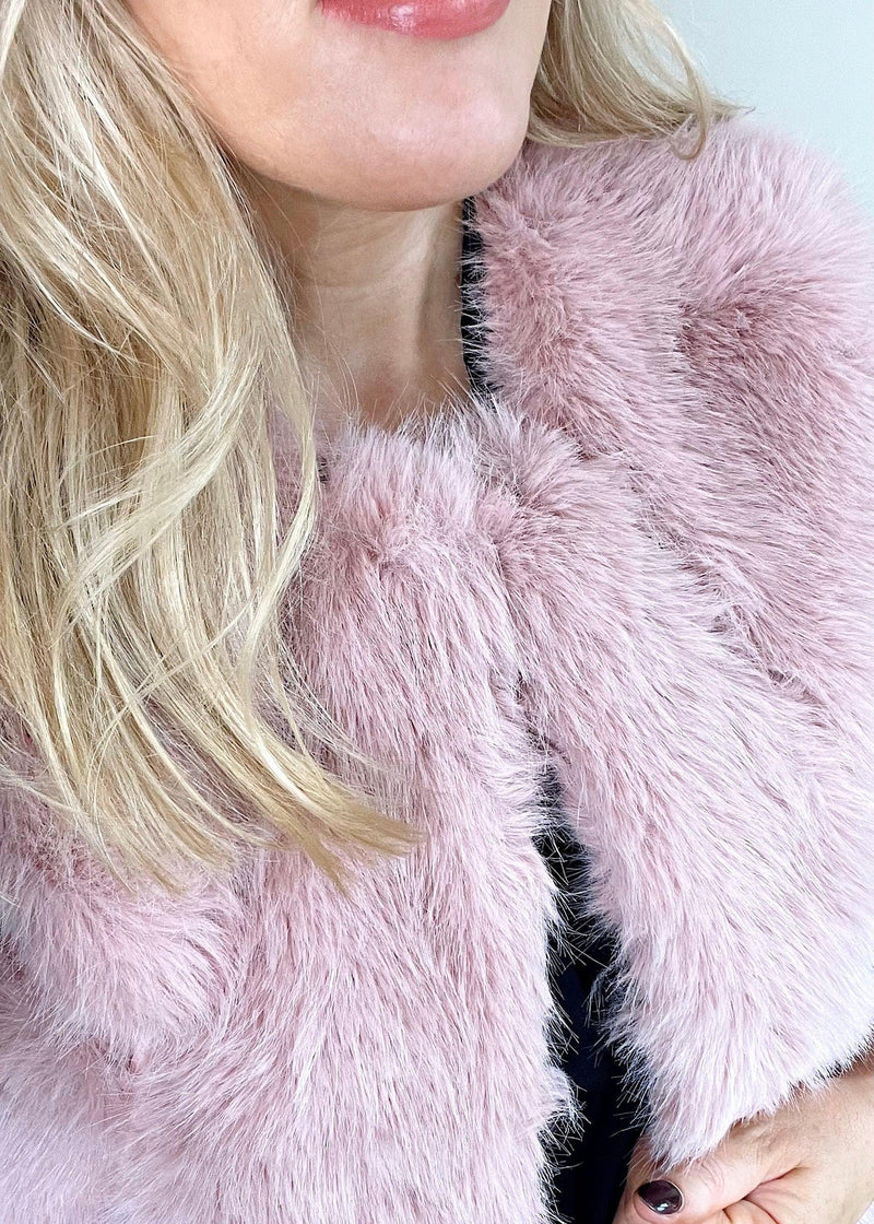 Diamond faux fur gilet - blush-The Style Attic