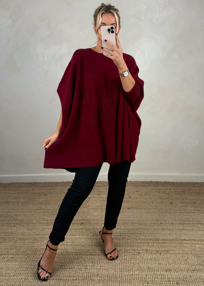 Diana ribbed star knit - merlot-The Style Attic