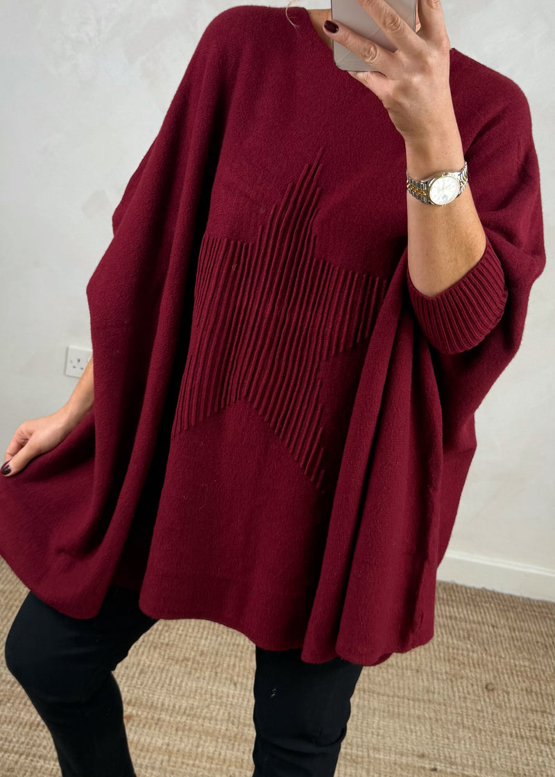 Diana ribbed star knit - merlot-The Style Attic