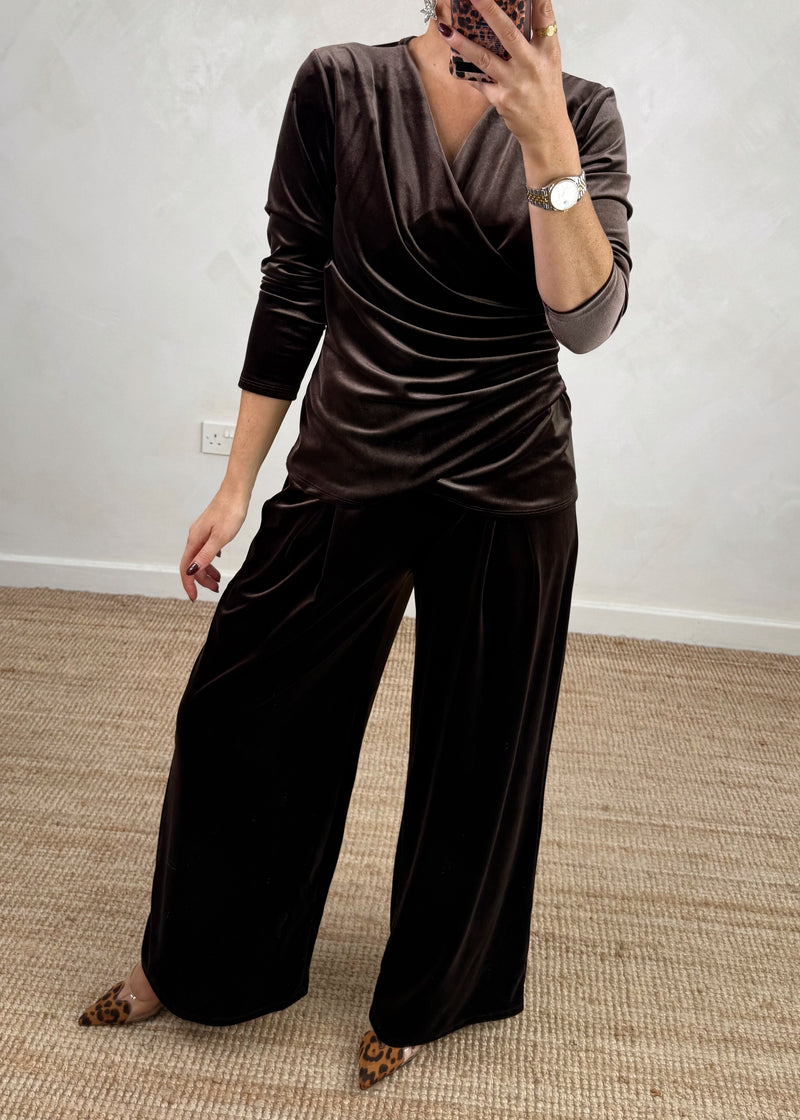 Dion Velvet trouser - chocolate-The Style Attic