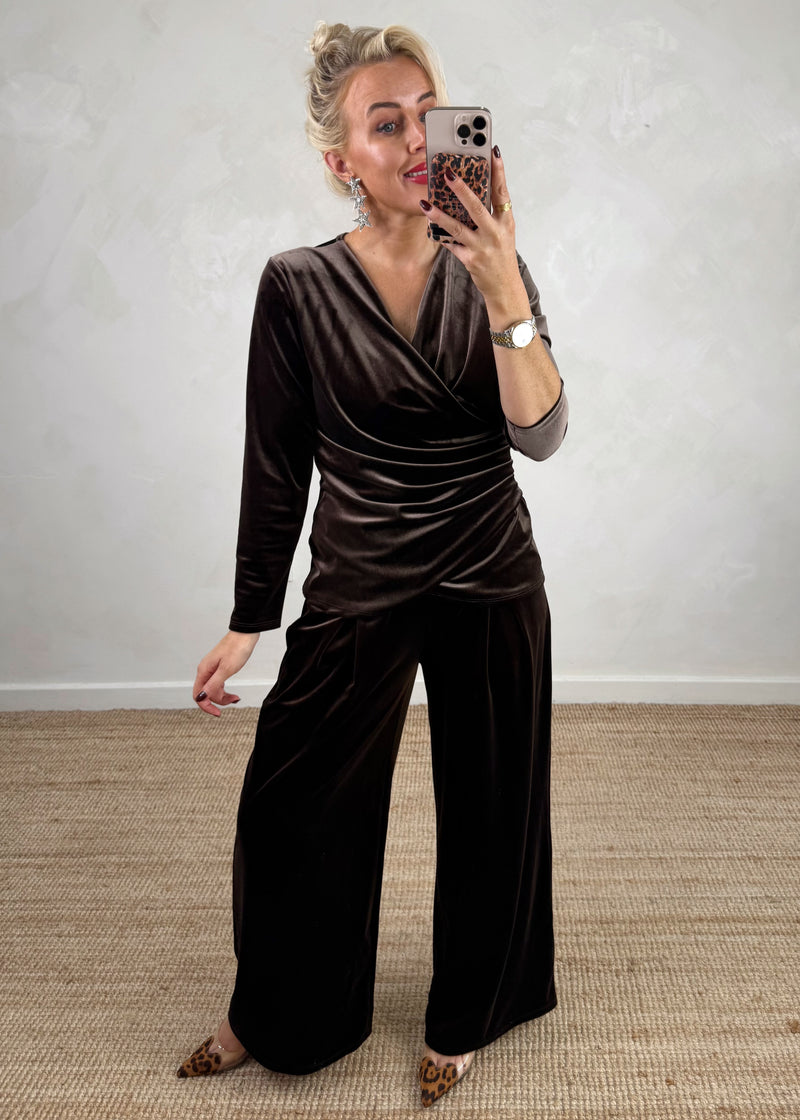 Dion Velvet trouser - chocolate-The Style Attic