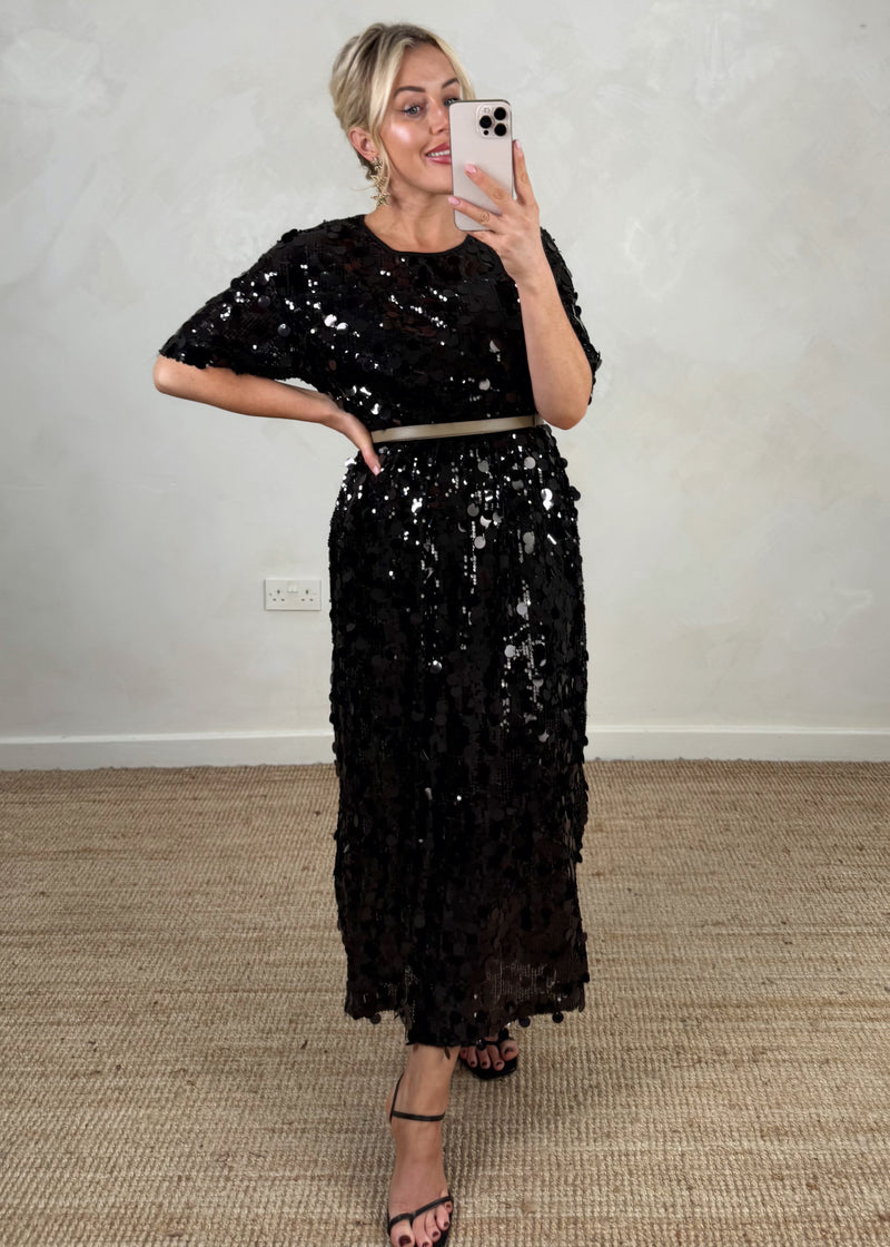Disco Sequin dress - black-The Style Attic