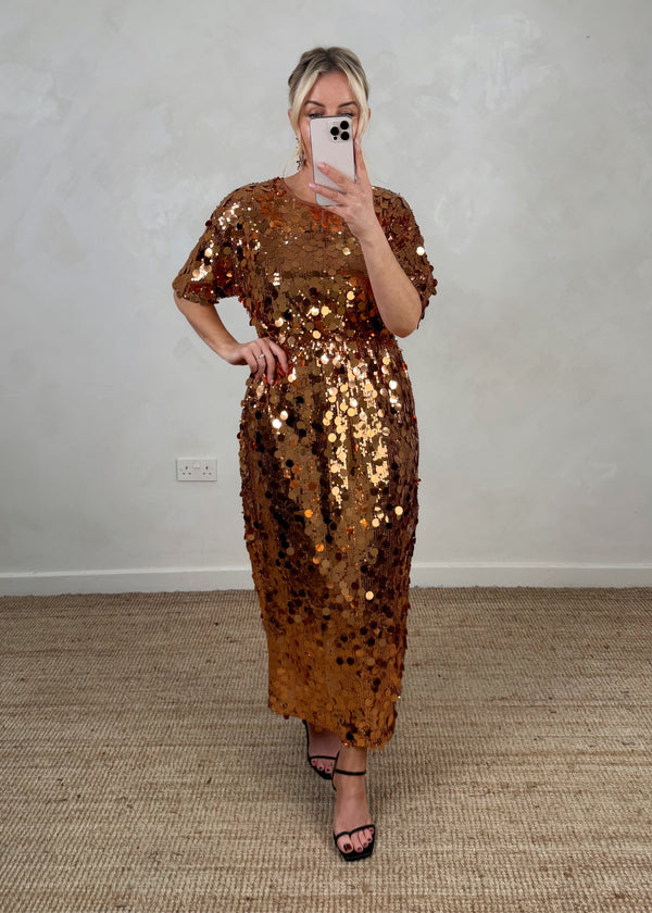 Disco Sequin dress - bronze-The Style Attic