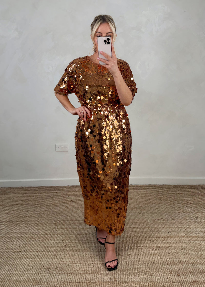 Disco Sequin dress - bronze-The Style Attic