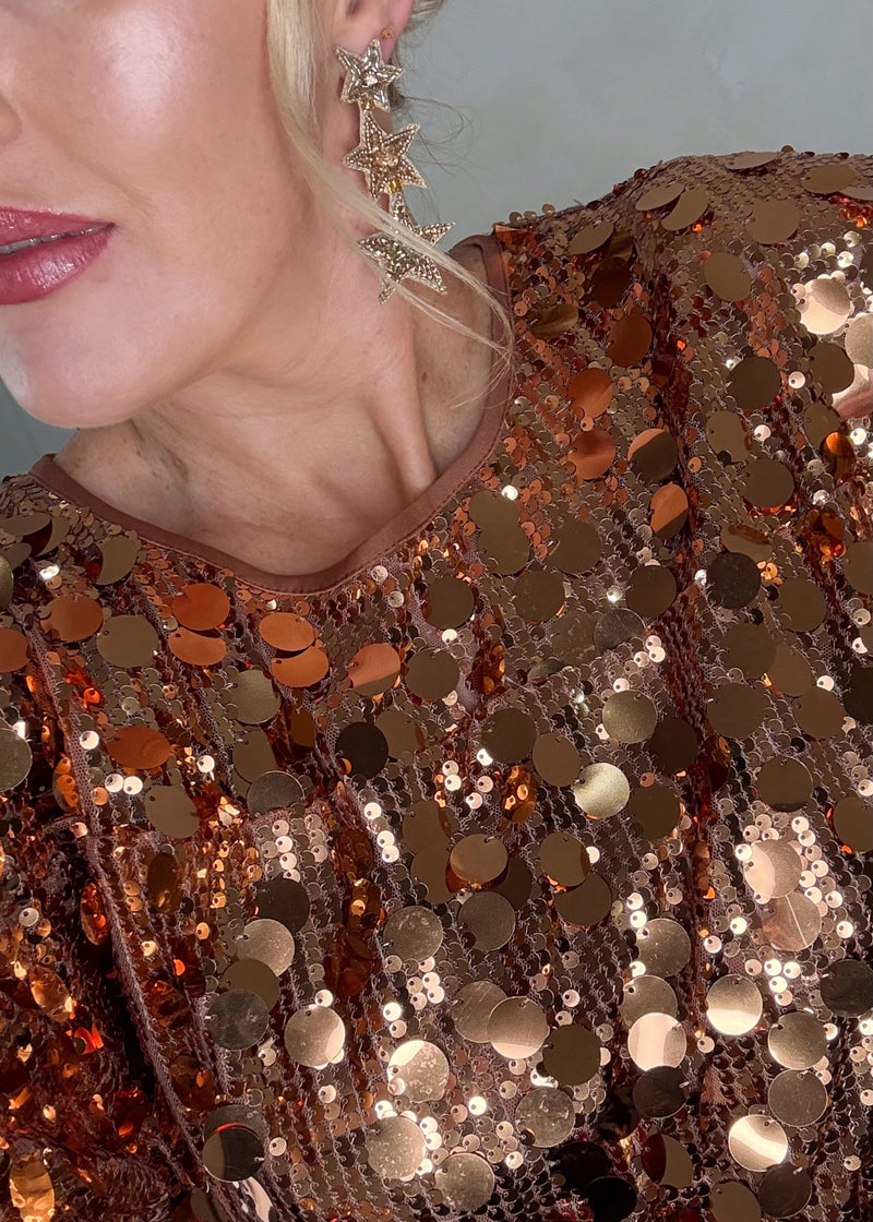 Disco Sequin dress - bronze-The Style Attic