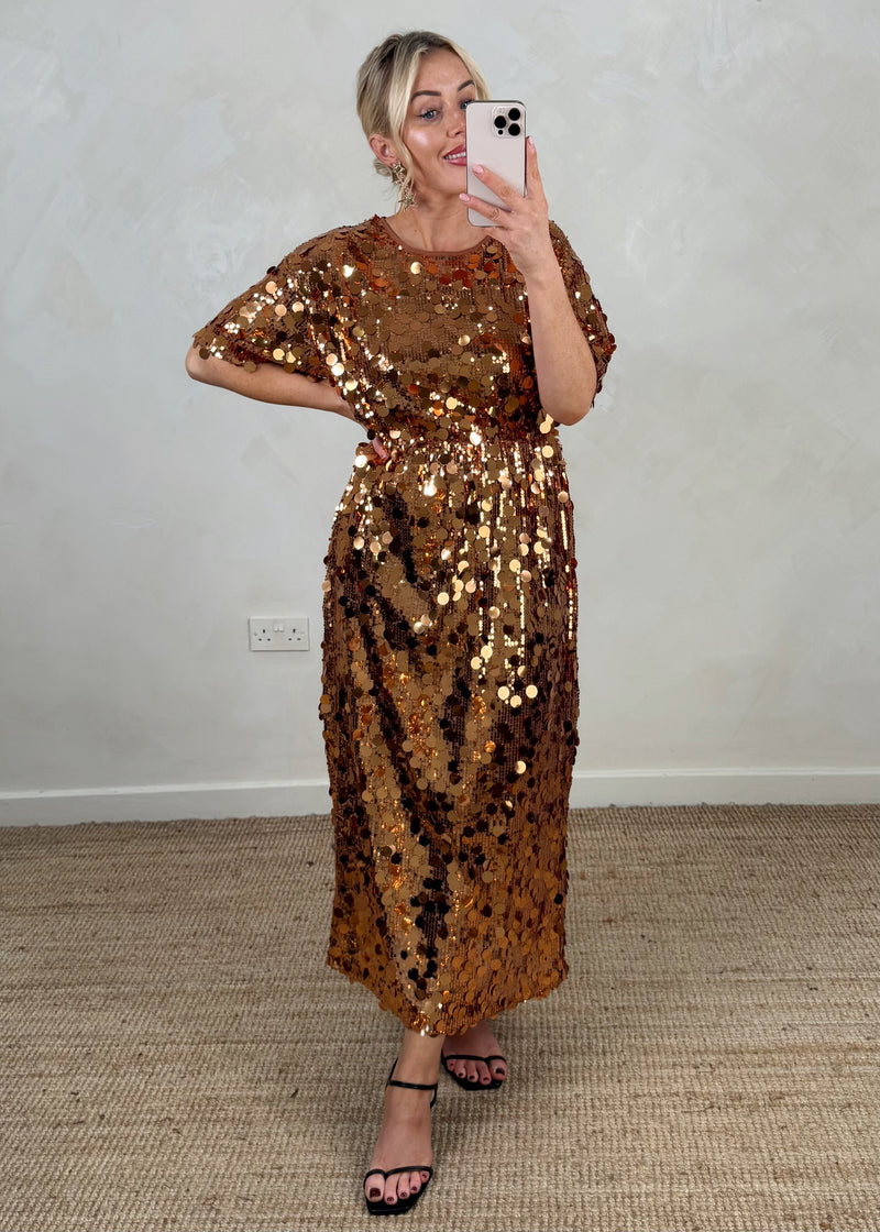 Disco Sequin dress - bronze-The Style Attic
