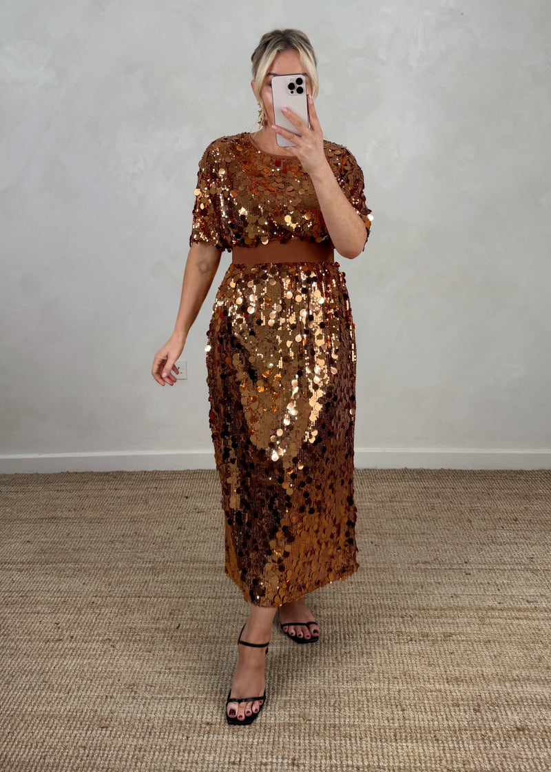 Disco Sequin dress - bronze-The Style Attic