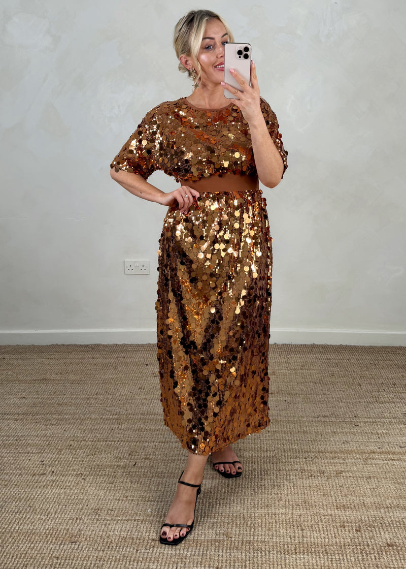 Disco Sequin dress - bronze-The Style Attic
