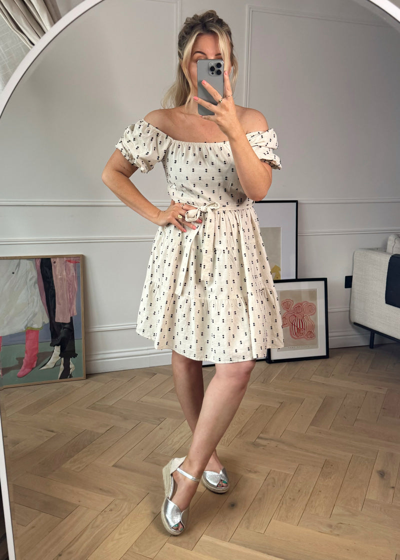 Dobby belted dress-The Style Attic