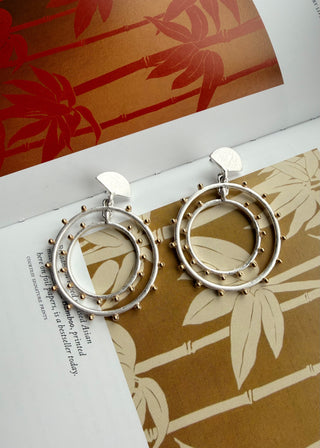 Double circle earring - Silver-The Style Attic