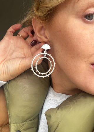 Double circle earring - Silver-The Style Attic