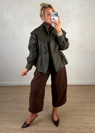 Double collar jacket - Olive-The Style Attic