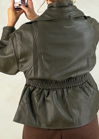 Double collar jacket - Olive-The Style Attic