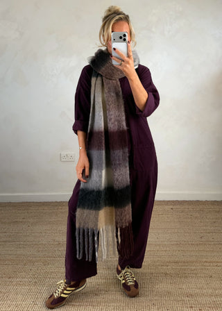 Drew corduroy jumpsuit - Aubergine-The Style Attic