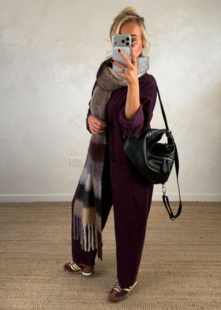 Drew corduroy jumpsuit - Aubergine-The Style Attic