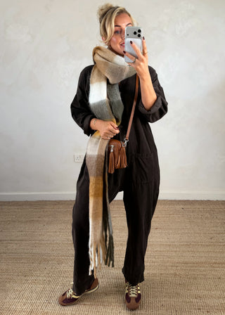 Drew corduroy jumpsuit - Chocolate-The Style Attic