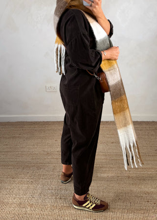 Drew corduroy jumpsuit - Chocolate-The Style Attic