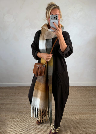 Drew corduroy jumpsuit - Chocolate-The Style Attic