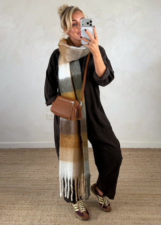 Drew corduroy jumpsuit - Chocolate-The Style Attic