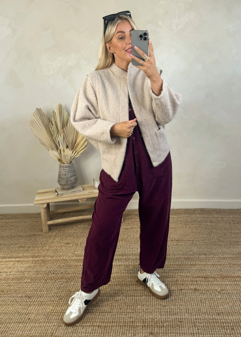 Drew corduroy jumpsuit - Merlot-The Style Attic