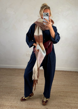 Drew corduroy jumpsuit - Navy-The Style Attic