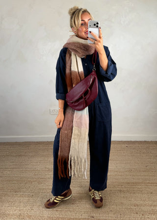 Drew corduroy jumpsuit - Navy-The Style Attic