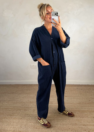 Drew corduroy jumpsuit - Navy-The Style Attic