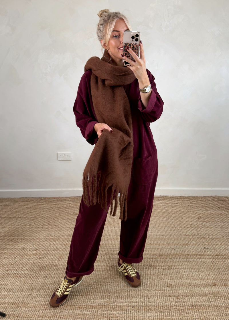 Drew corduroy jumpsuit - merlot-The Style Attic