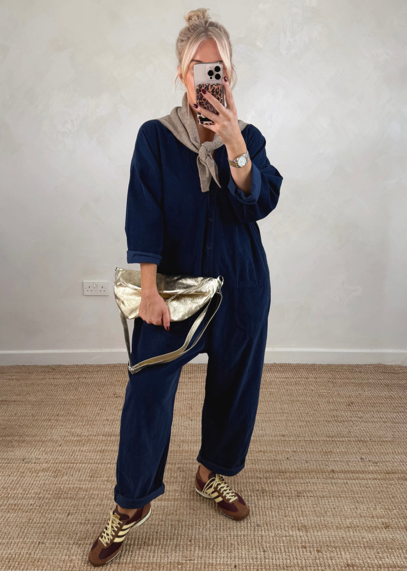 Drew corduroy jumpsuit - navy-The Style Attic
