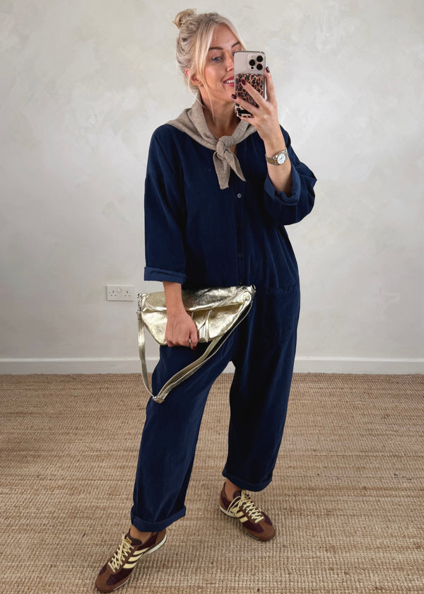 Drew corduroy jumpsuit - navy-The Style Attic