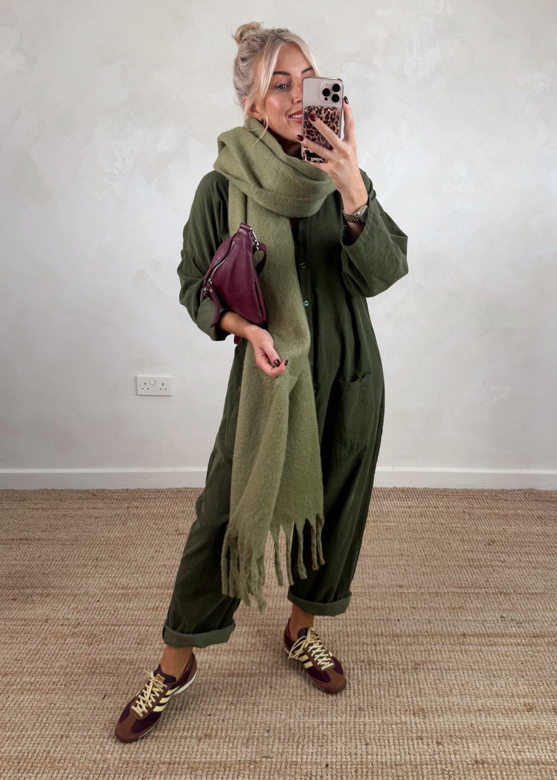Drew corduroy jumpsuit - olive-The Style Attic