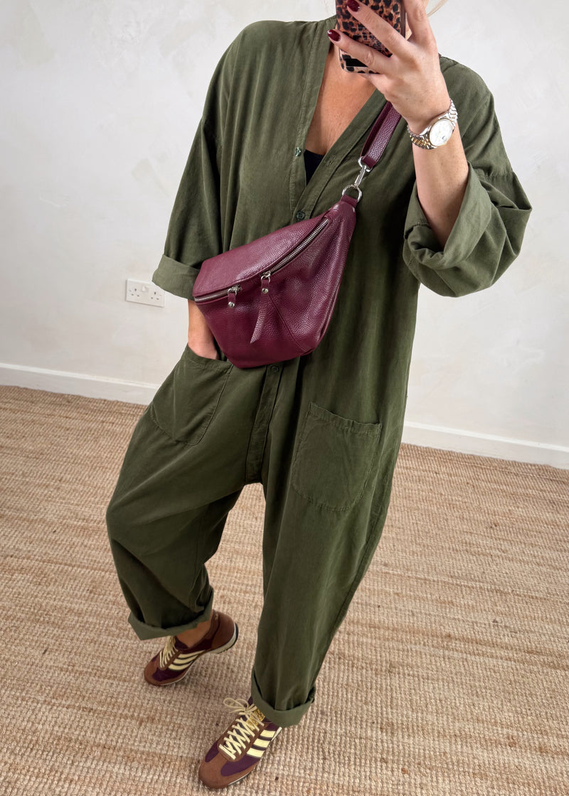 Drew corduroy jumpsuit - olive-The Style Attic