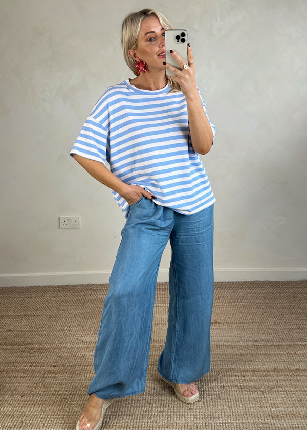 Dylan striped Tee - blue-The Style Attic